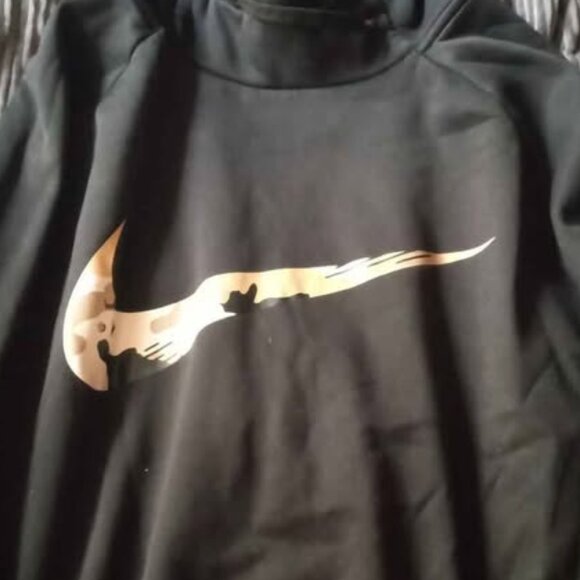 Nike Dri-Fit Men's Camouflage Swoosh Logo Black Hooded Sweatshirt Size XL - Picture 1 of 5